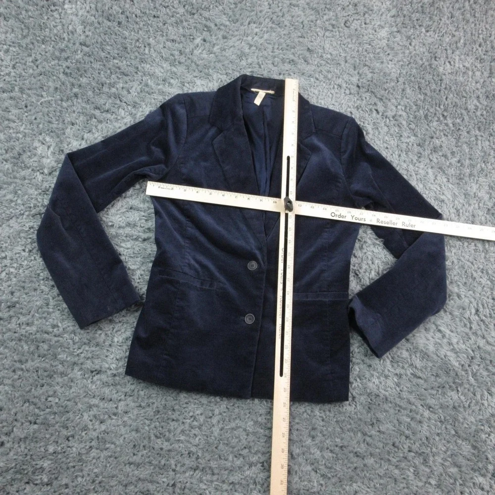 Eileen Fisher Blazer Womens 0 Navy Blue Corduroy Stretch Organic Cotton Jacket - Picture 3 of 16